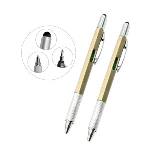 Infidev Stylo à tournevis multifonctionnel 6-in-1, Stylo à bille, stylet, règleur, bubble level et visseuse Bits, tout-en-un poche pour la maison, bureau et l'extérieur