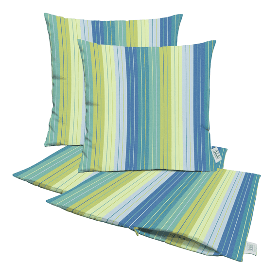 RSH Decor: Sunbrella Pillow Covers Set of 4 | 17" x 17" Square Covers | Weather-Resistant Sunbrella Fabric | Seville Seaside