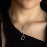 Sterling Silver Personalized Letter C Initial Pendant Necklace with 20 Chain
