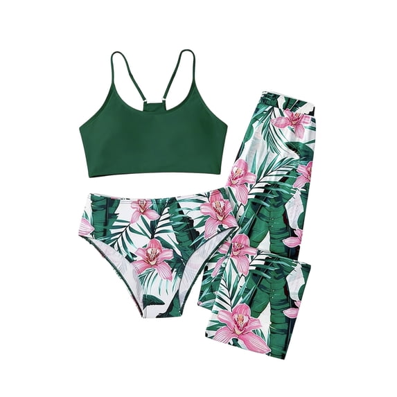 Shadoumai Girls Swimsuit 2 Piece Tankini with Adjustable Straps Drawstring Shorts Ruffle Bathing Suit for 5-16Y