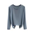 thumbnail image 5 of Soft Cotton T-Shirts for Women Spring Fall Base Tee Shirt Crew Neck Top Solid Color Casual Lightweight Tshirts (L, Blue 01), 5 of 7
