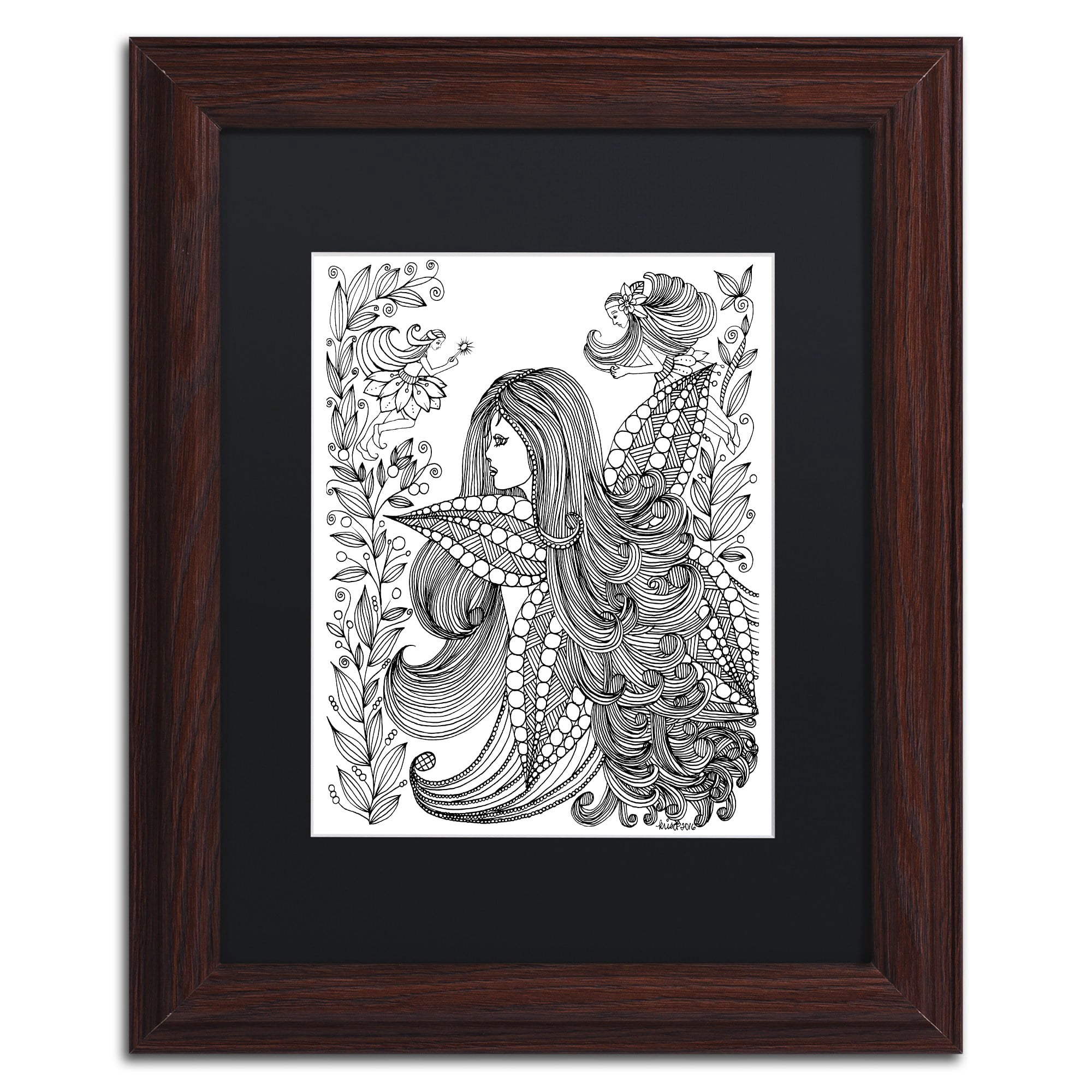 Trademark Fine Art "Fairy 11" Canvas Art by KCDoodleArt Black Matte, Wood Frame