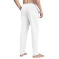 thumbnail image 4 of Mens Casual Pants Beach Yoga Travel Summer Drawstring Elastic Waisted Pants Loose Straight Leg Trousers with Pockets White XL, 4 of 4