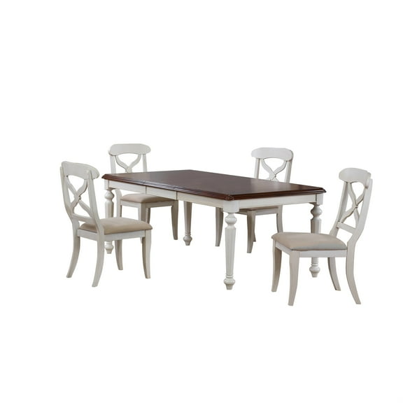 Sunset Trading Andrews 5-Piece 76" Butterfly Extendable Wood Dining Set in White