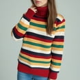 thumbnail image 5 of Womens Turtleneck Sweaters Colorblock Long Sleeve Tunic Pullover Knit Tops Warm Fall Winter Shirts, 5 of 6