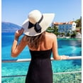 thumbnail image 5 of Womens 5.5 Inches Big Bowknot Straw Hat Large Floppy Foldable Roll up Beach Cap Sun Hat UPF 50+, 5 of 5