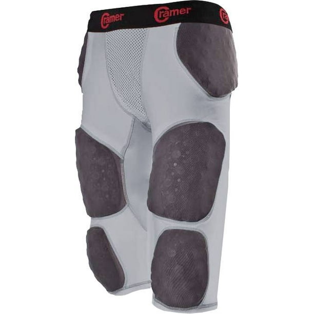 Cramer Thunder 7 Pad Football Girdle With Integrated Hip, Thigh, Knee and Tail Pads, Gray, 4X