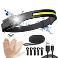 thumbnail image 1 of Portable LED Headlamp Motion Sensor Headlight with 5 Light Modes 1200mAh USB Rechargeable Headlamps and 230° Wide Range, 1 of 10