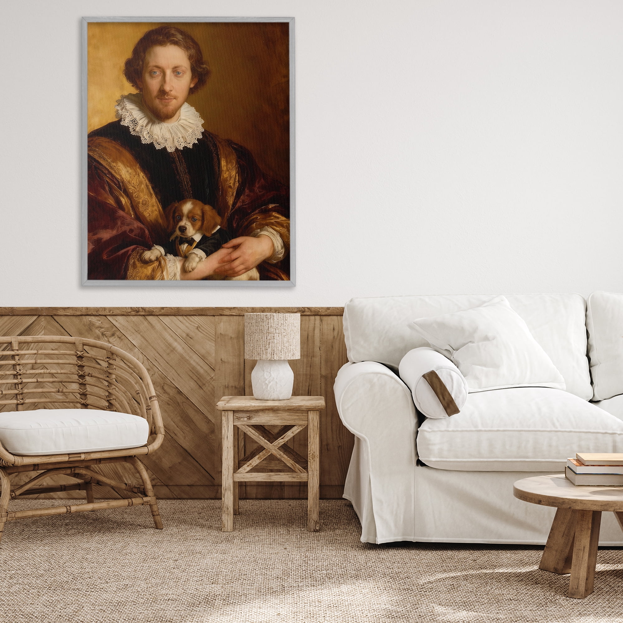 Stupell Industries Renaissance Noble with Loyal Companion Gray Framed Giclee Art, design by CAD Designs