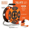 thumbnail image 4 of Black + Decker 75ft. Cord Reel 14AWG 4 Outlets, 4 of 8