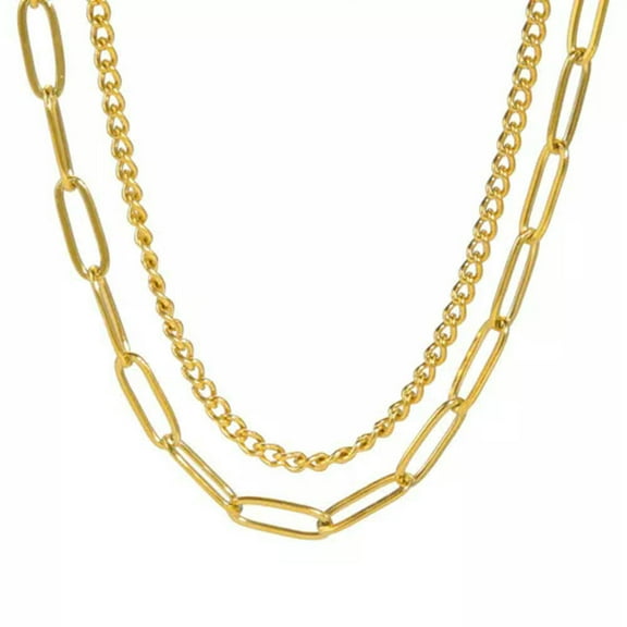 Stainless Steel Necklace Double Chain Combination Necklace Men's Jewelry Gift