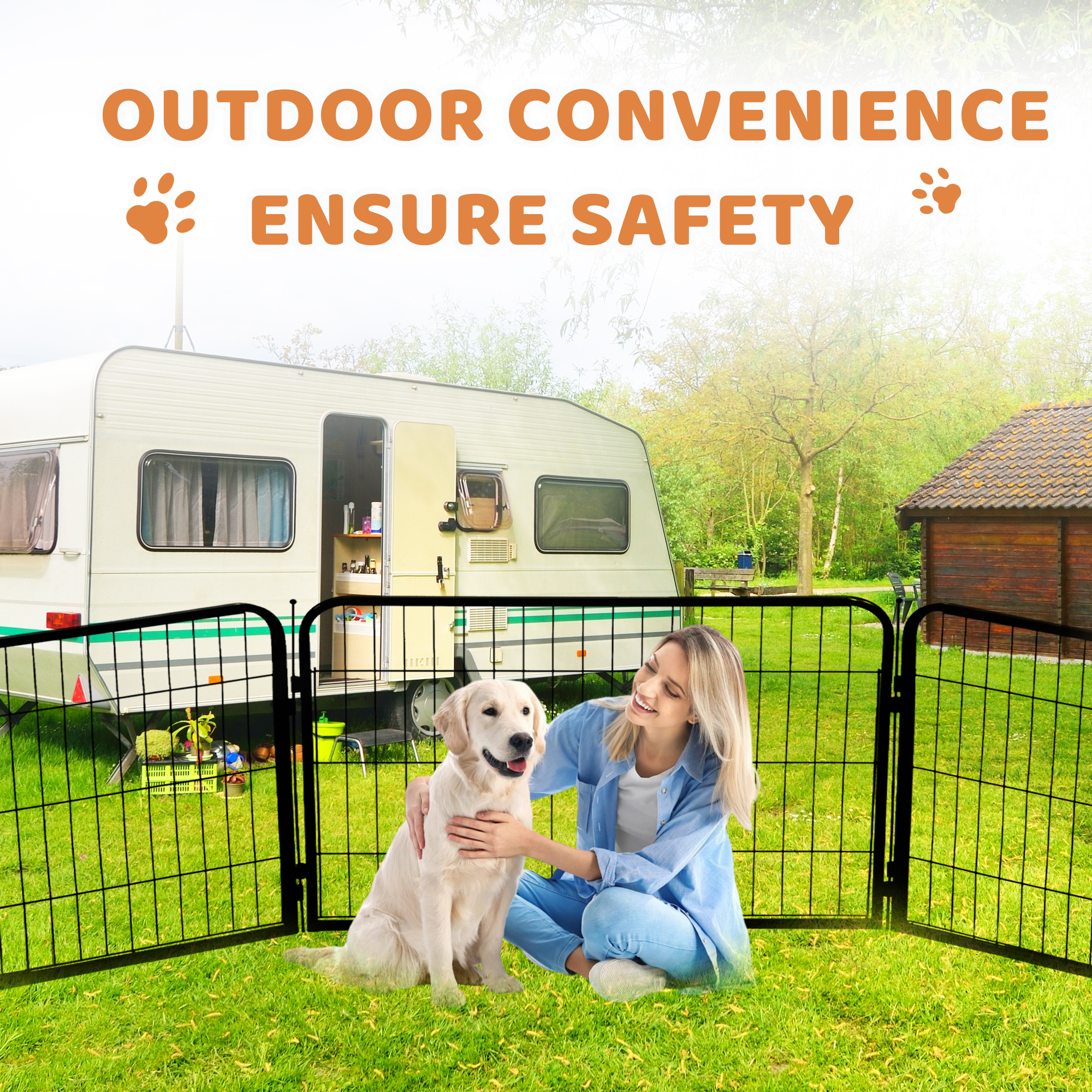 CL.HPAHKL Dog Playpen Indoor Outdoor, 8 Panels 40" Height Metal Puppy Playpen Pet Playpen with Door for Small/Medium/Large Dogs Exercise Pen, Dog Pen Dog Fence for Garden, Yard, RV Camping