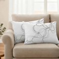 thumbnail image 2 of Modern White Outdoor Waterproof Pillow Covers, Minimalist Abstract Ribbon A Sketch Rt Decorative Rectangle Throw Pillowcase Sofa Cushion Sham for Patio/Couch/Chair, 20"x12" 2 Pack, 2 of 8