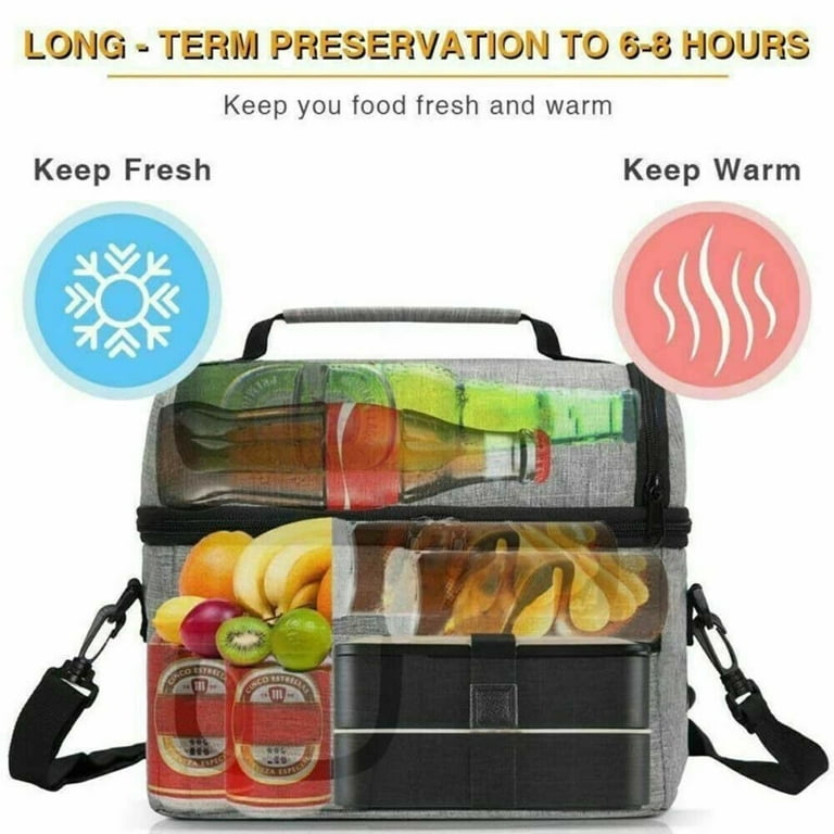 Large Insulated Lunch Bag Adult Kids Men Thermal Cool Hot Food Storage Tote  Box