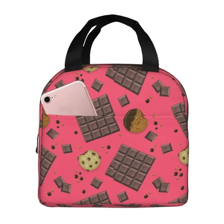 Insulated Lunch Bag for Women Men - Chocolate Biscuit Print Leakproof Cooler Lunch Box for Women Men  Lunch Tote Bags for Work School Picnic Travel