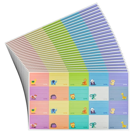 Juvale Baby Bottle Labels for Daycare 500-Pack - Multicolor Animal Designs (1.5" x 1") - Writable Daycare Bottle Labels - Adhesion for Bottles & Containers