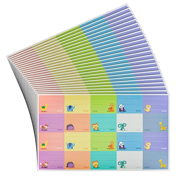 Juvale Baby Bottle Labels for Daycare 500-Pack - Multicolor Animal Designs (1.5" x 1") - Writable Daycare Bottle Labels - Adhesion for Bottles & Containers