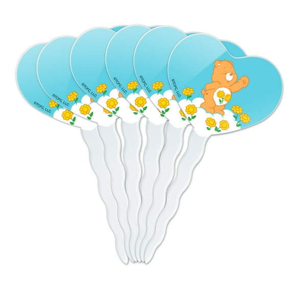 Care Bears Friend Bear Heart Love Cupcake Picks Toppers Decoration Set of 6