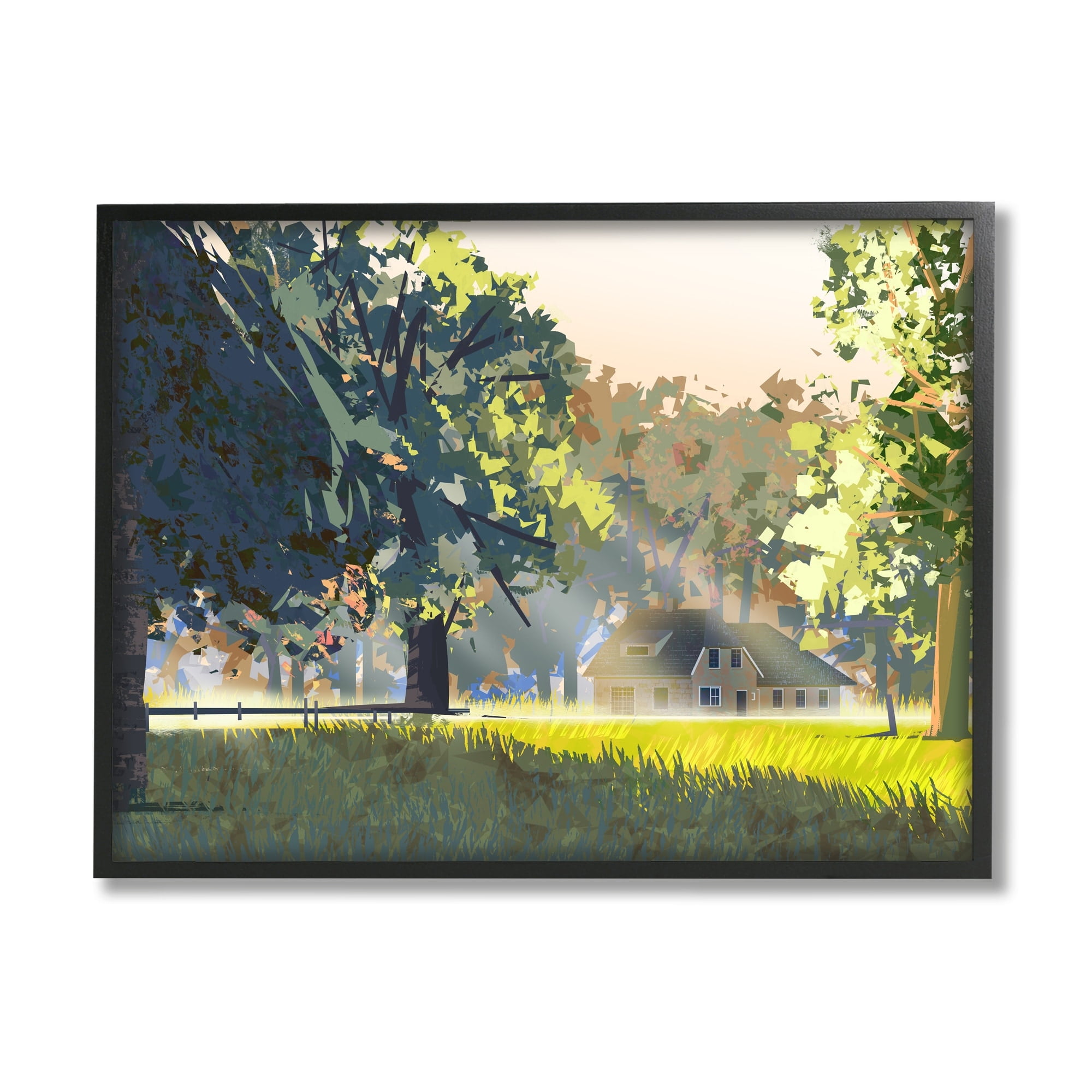 Stupell Industries Modern Cottage Home Landscape Geometric Shapes Abstract Trees, 20 x 16,Design by Ziwei Li