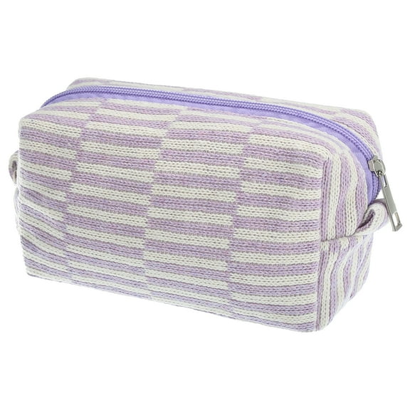 1 Pc Women Portable Knitting Makeup Bag for Vacation Business Travel Purple Yarn