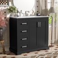 thumbnail image 2 of Euroco 36" Modern Bathroom Vanity with Ceramic Sink, Soft-Close Door, Adjustable Shelf & 3 Drawers, Ample Storage, 2 of 9