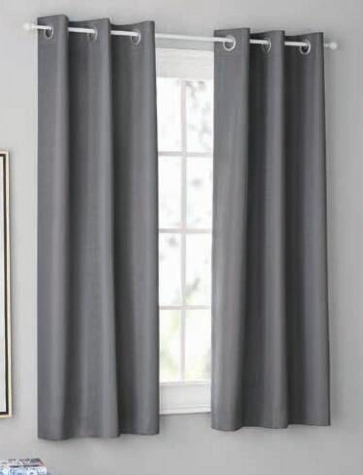 Mainstays Olan Dark Gray Blackout Curtain Panel Pair, 2-Pack, Grommet Top, Textured Solid, 37" x 63", Room Darkening Drapes for Bedroom