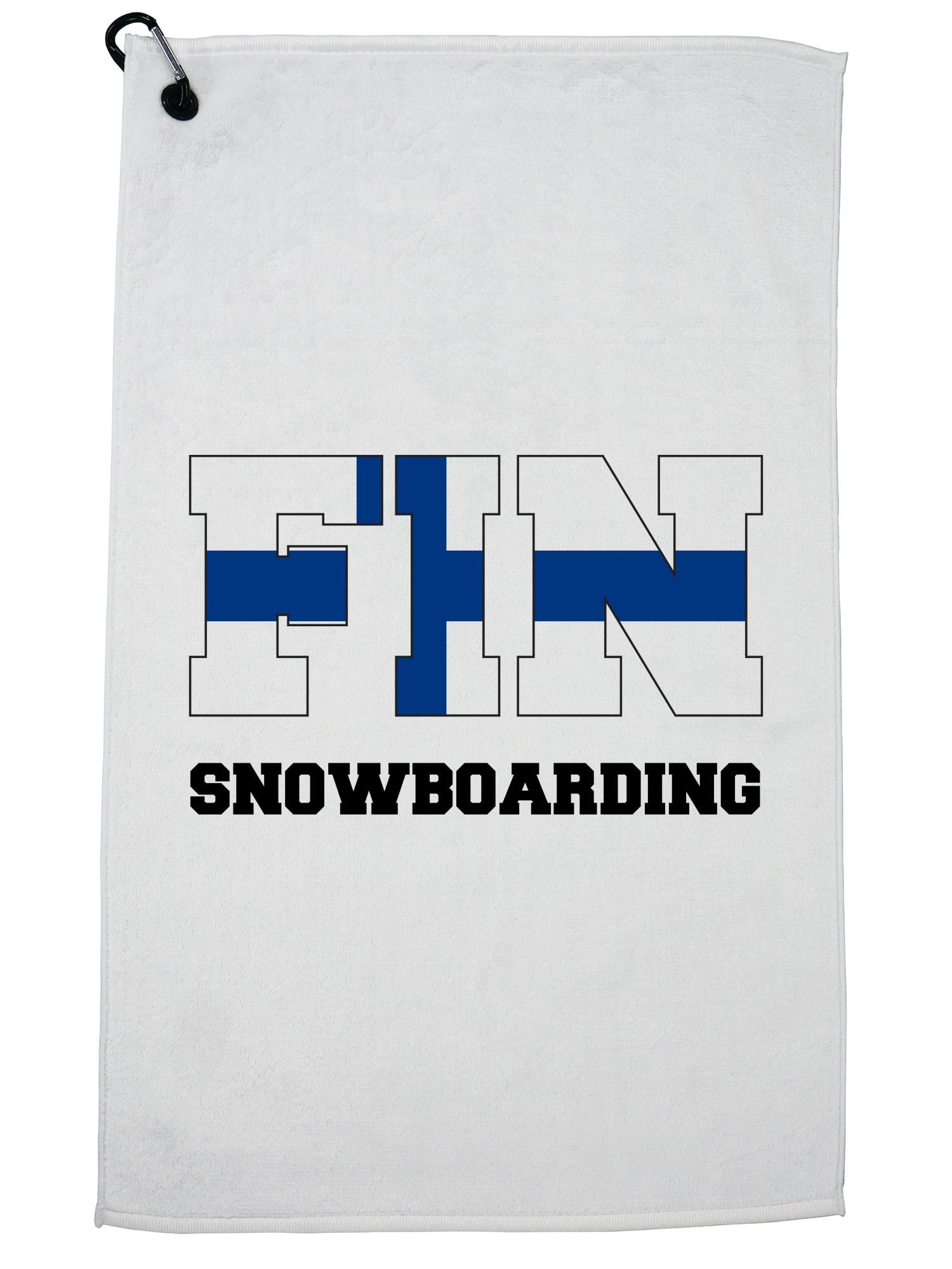 Finland Olympic Snowboarding Flag Silhouette Golf Towel with Carabiner Clip by Hollywood Thread
