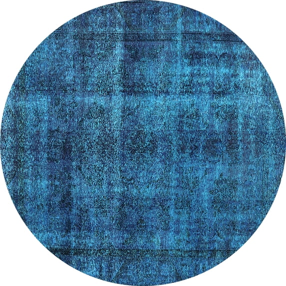 Ahgly Company Indoor Round Oriental Light Blue Industrial Area Rugs, 5' Round