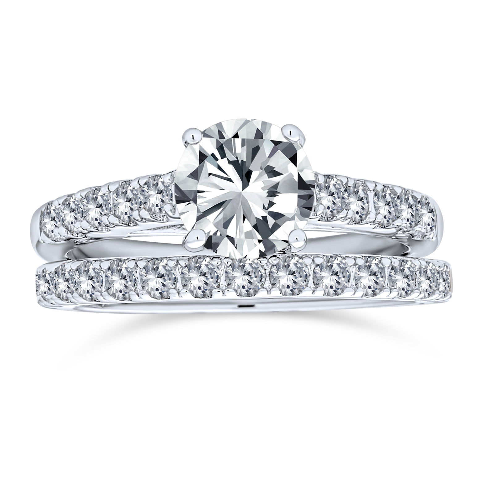 Fashion Engagement Solitaire Silver Plated 18K CZ TIMELESS Style Sizes 5-9.25 