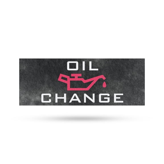 Oil Change Vinyl Decal 36 Inch x 14 Inch Weatherproof Heavy-Duty Adhesive Backing | Vehicle Maintenance, Affordable Service, Reliable Mechanics | Made in USA