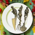 thumbnail image 4 of Black Regalo de Halloween, juegos de cubiertos esqueléticos, vajilla de Metal, tenedor, cuchara, cuchillo, cubiertos, vajilla, decoración para fiesta navideña, 4 of 5
