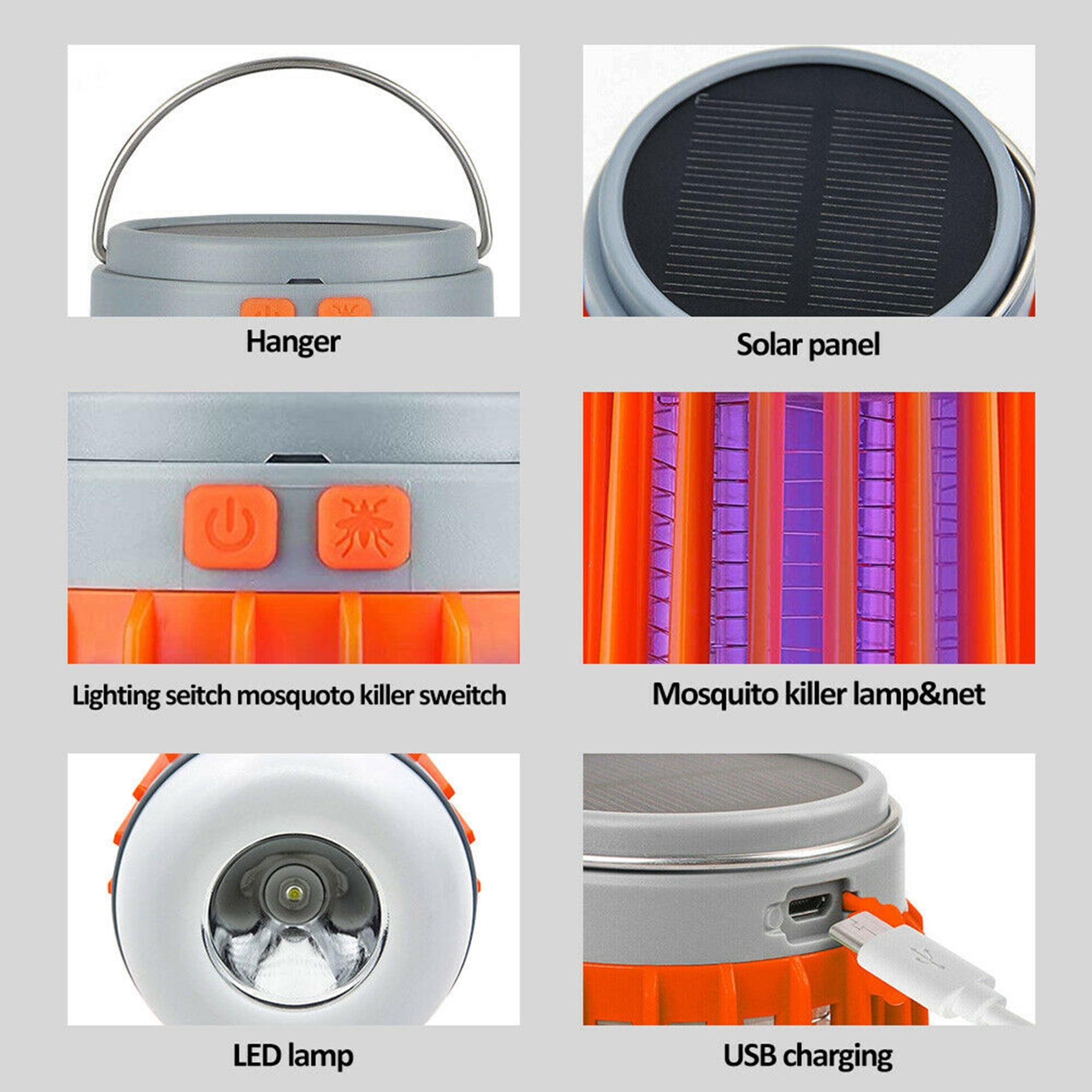 Aling Indoor & Outdoor Rechargeable Mosquito Killer Lamp, Orange