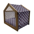 thumbnail image 2 of Prehistoric Country Pet House, Symmetric Star United States Independence Freedom Theme, Outdoor & Indoor Portable Dog Kennel with Pillow and Cover, 5 Sizes, Dark Blue White and Ruby, by Ambesonne, 2 of 5