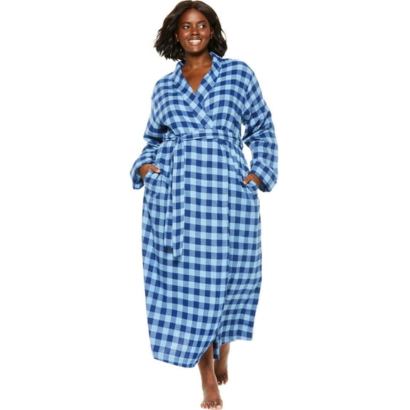 Dreams & Co. Plus Size Long Flannel Robe
