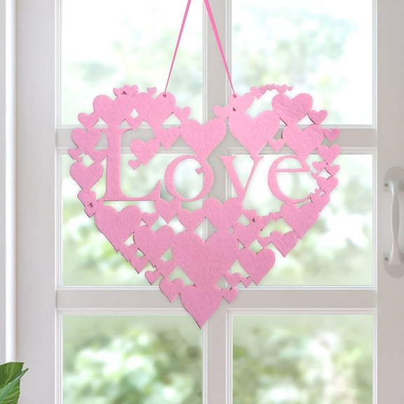 LAMIRO Valentine's Day Heart Shape Ornament Doorplate Happy Valentine'S Day Sign Farmhouses Decoration For Front Door