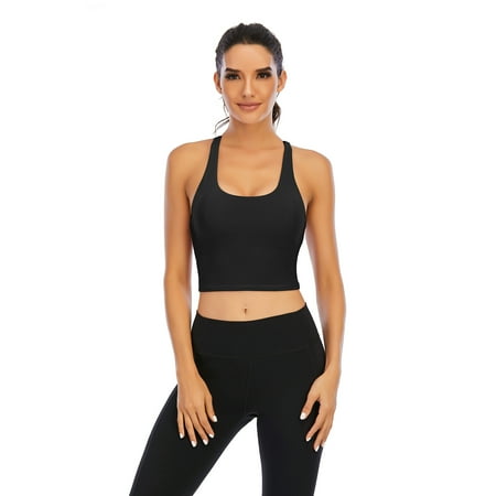 

Women s Cross Back Sport Bras Padded Strappy Criss Cross Cropped Bras for Yoga Workout Fitness Rose Purple XS