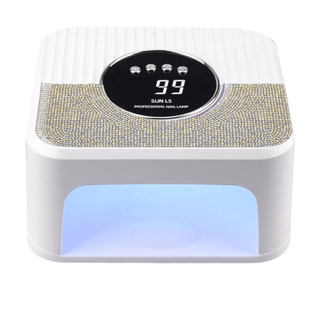 UV Nail Lamp Gel Nails,45LED Nail Lamp with 4Timer Mode,Gel Nail Lamp Decorated with Sparkling Nail Rhinestone White(US)