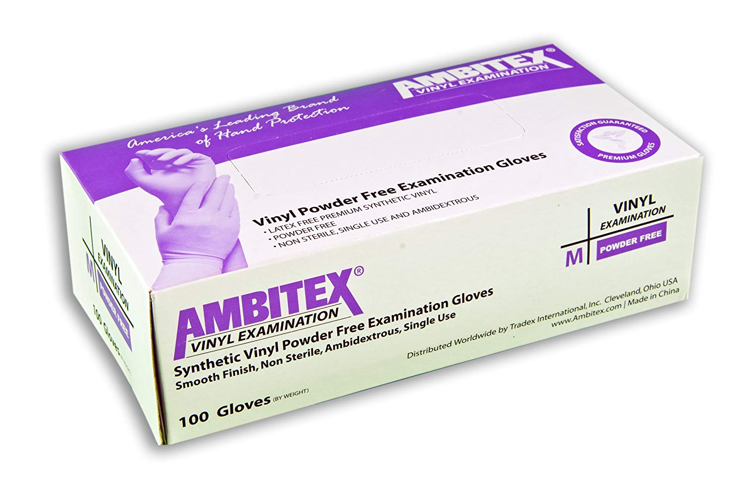 Ambitex Disposable Vinyl Exam Gloves Powder Free (10 Boxes of 100