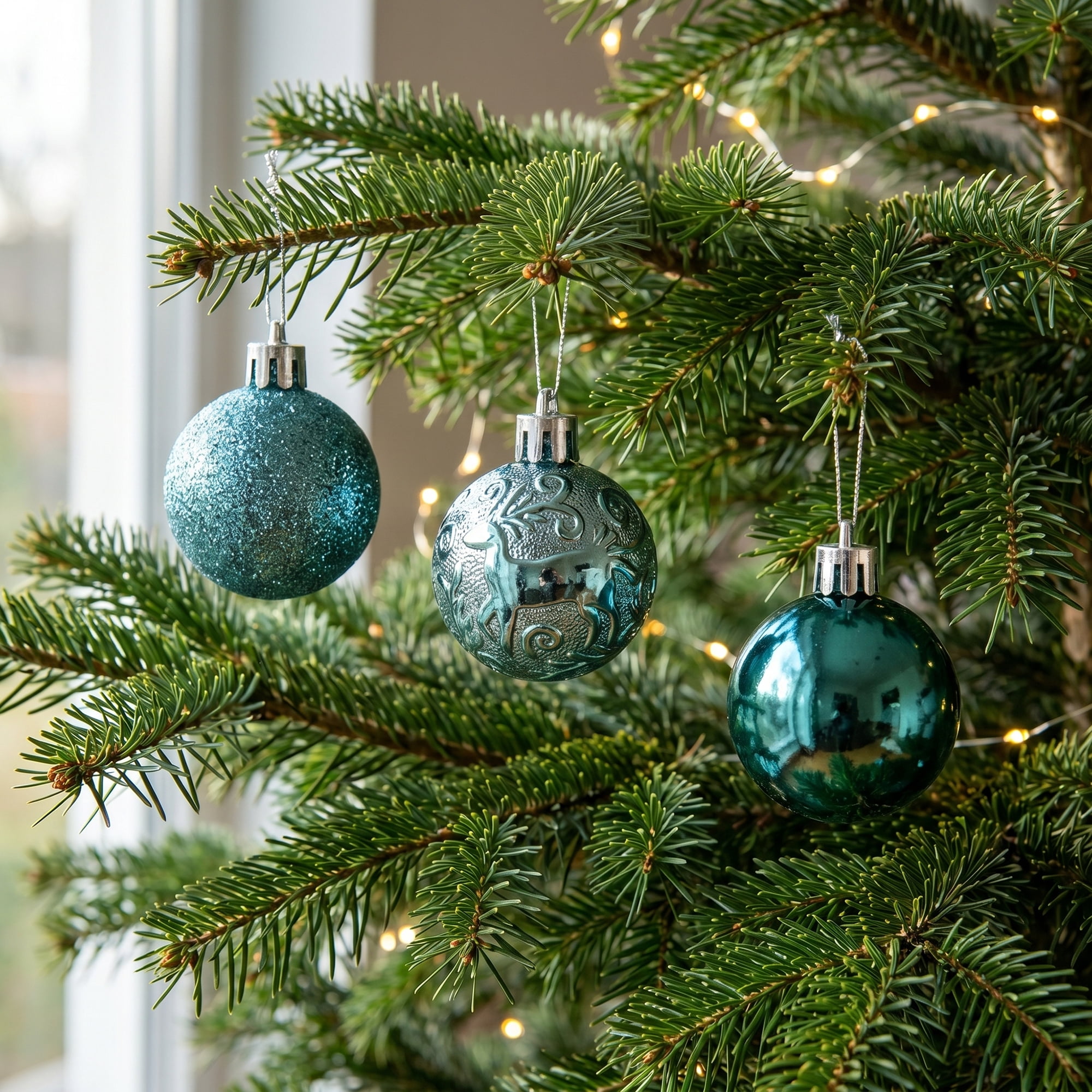 Unique Bargains 12Pcs Christmas Tree Ornaments Hanging Baubles Shatterproof Green 1.6"