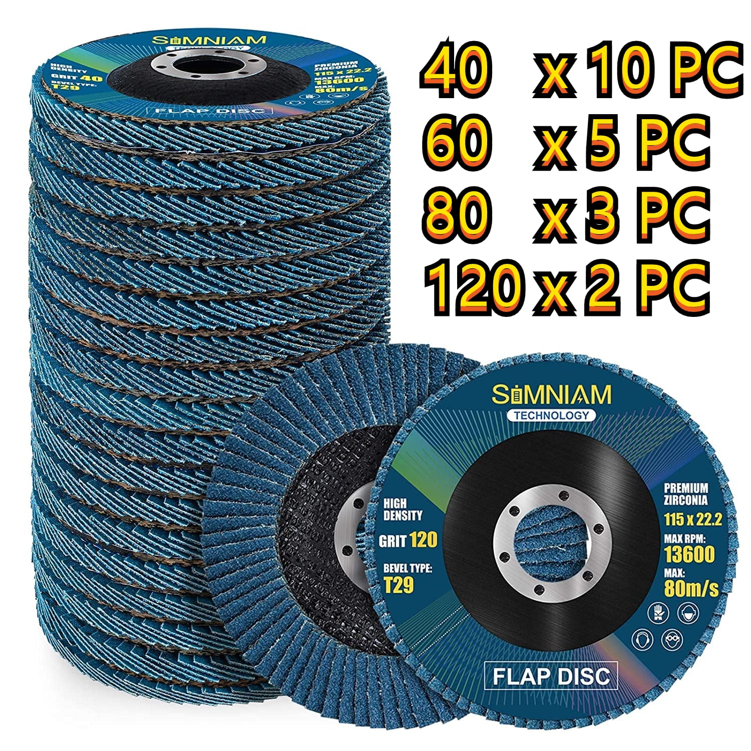 20pcs FLAP DISC 5 inch x 7/8" Zirconia 60 grit for Stainless Steel & Metal 