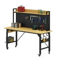 thumbnail image 3 of Craftian Adjustable Workbench with Pegboard,2-Tier Heavy Duty Work Table with Wheels, 3 of 11