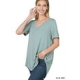 thumbnail image 5 of Zenana Women & Plus Luxe Rayon Short Sleeve V-Neck Hi-Low Hem Casual Tee-Shirt Top, 5 of 5