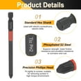 thumbnail image 5 of 7pcs PH1 + PH2 Phillips Screwdriver Bit Set 2" + 4" Long 1/4" Hex Shank Magnetic Cross Head Screw Driver Drill Bits, 5 of 7