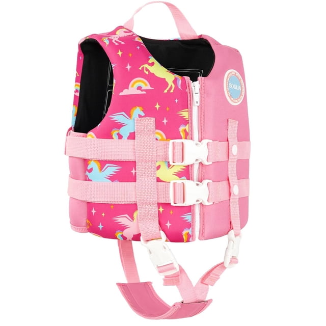 Chaleco de Natación Boglia Arcoíris con Correa de Seguridad Ajustable para Niños y Niñas