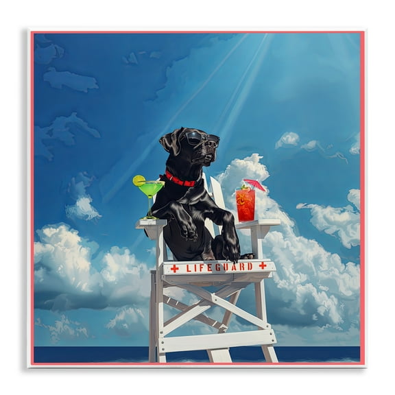 Stupell Industries Guard Dog Lifeguard Nautical & Beach Painting Unframed Art Print Wall Art, 12 x 12