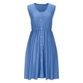 thumbnail image 4 of Summer Dresses for Women 2025 Eyelet Hollow-Out Mini Tank Dresses U Neck Short Sleeve Shirts Sundress Summer Beach Party Dress Belt Sundress Bussiness Work Office Dressess, 4 of 7