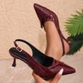 thumbnail image 2 of Xfvqtps Womens Heels Slingback Sandals Patent Leather Bow Pointed Toe Adjustable Strap Dressy Evening Pumps Shoes, 2 of 9