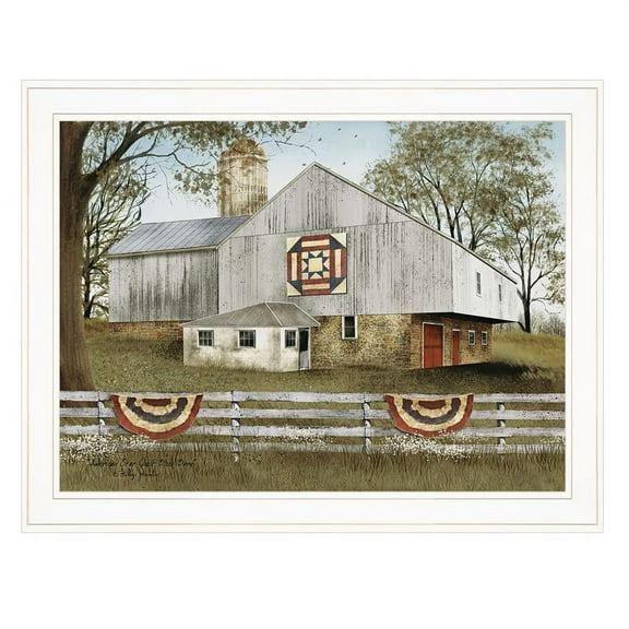 TrendyDecor4U American Star Quilt Block Barn Framed Print BJ1020GP-226G