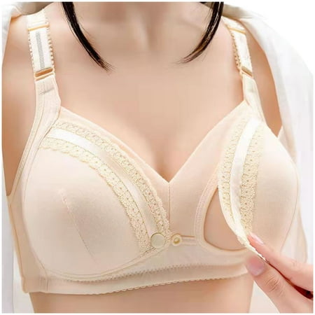 Summer Savings Clearance 2025 Qnanspi Womens Plus size Bra Woman s Nursing Bra Front Release Glossy Comfortable Breathable Bra Underwear No Rims