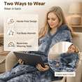 thumbnail image 2 of CalFancy Wearable Heated Blanket with Sleeves, Hood and Foot Pockets, 50" x 70" Faux Fur Sherpa Electric Blanket, 10 Heat Levels, 8H Timer, Fast Heating, Machine Washable, Tie-Dye Gray, 2 of 11
